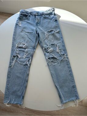 H&M Light Blue Ripped Boyfriend Jeans